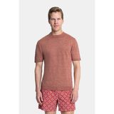 Vakko By Danıele Fıesolı Reddish Brown Round Neck Short Sleeve T-Shirt - M - Kahverengi