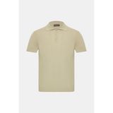 Vakko By Danıele Fıesolı Sand Polo Collar Short Sleeve Cotton Crepe Knit T-Shirt - XL - Bej