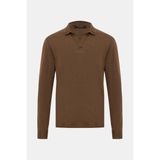 Vakko By Gran Sasso Brown Polo Collar Long Sleeve Linen T-Shirt - 60 - Kahverengi