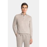 Vakko By Gran Sasso Button-Down Polo Collar Wool Knit Sweater - Bej - 52