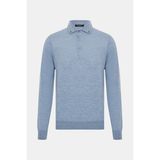 Vakko By Gran Sasso Button-Down Polo Collar Wool Knit Sweater - Mavi - 56
