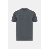 Vakko By Gran Sasso Grey Crew Neck Short Sleeve Linen T-Shirt - 52 - Gri
