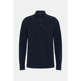 Vakko By Gran Sasso Navy Polo Collar Long Sleeve Cotton T-Shirt - 52 - Mavi