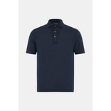 Vakko By Gran Sasso Navy Polo Collar Short Sleeve Linen T-Shirt - 50 - Mavi