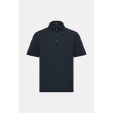 Vakko By Gran Sasso Navy Polo Collar Short Sleeve Silk T-Shirt - 58 - Mavi