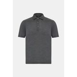 Vakko By Gran Sasso Smoke Grey Polo Collar Short Sleeve Silk T-Shirt - 50 - Gri