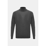 Vakko By Gran Sasso Smoke Grey Turtleneck Knit Sweater - Gri - 56