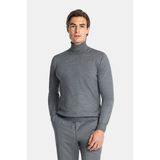 Vakko By Gran Sasso Turtleneck Wool Silk Knit Sweater - Gri - 60