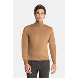 Vakko By Gran Sasso Turtleneck Wool Silk Knit Sweater - Kahverengi - 50