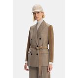 Vakko By Lorena Antonıazzı Camel Double-Breasted Lapel Jacket - 40 - Kahverengi