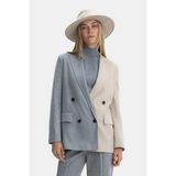 Vakko By Lorena Antonıazzı Grey-Beige Double-Breasted Jacket - 42 - Bej