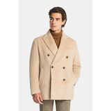 Vakko By Montecore Double-Breasted Natural Down Filled Coat - 60 - Kahverengi
