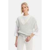 Vakko By Peserıco Ecru-Grey Knit Sweater - Ekru - L