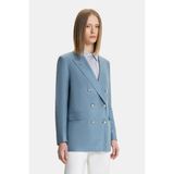 Vakko By Taglıatore Blue Silk Double-Breasted Jacket - 44 - Mavi