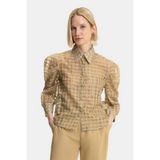 Vakko Camel-Blue Checked Shirt - 40 - Kahverengi