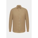 Vakko Cashmere Cotton Twill Casual Shirt - 2XL - Kahverengi