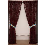 VAKKO ÇİFT RENK BORDO İP PERDE HAZIR DÜĞMELERİ DİKİLMİŞ İP PERDE 300*250 cm