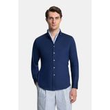 Vakko Cotton Linen Jersey Casual Shirt - M - Mavi
