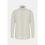 Vakko Cream Striped Linen Cotton Shirt - Bej