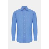 Vakko Dark Blue Linen Casual Shirt - 2XL - Mavi