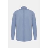 Vakko Dark Blue Plain Cotton Shirt - M - Mavi