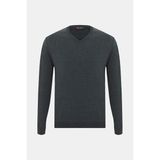 Vakko Dark Grey V-Neck Knitwear - Gri - 2XL