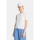 Vakko Ecru Crew Neck Knit Sweater - Ekru - 38