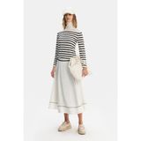 Vakko Ecru Midi Skirt - Ekru - 34