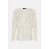 Vakko Ecru Striped Knit Sweater - Ekru - L