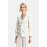 Vakko Ecru V-Neck Jacket - 38 - Ekru