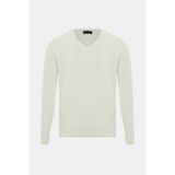 Vakko Ecru V-Neck Knit Sweater - Ekru - 2XL