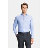 Vakko Exclusive Micro Patterned Shirt - 40 - Mavi