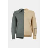 Vakko Grey Asymmetric Knitwear - Gri