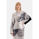 Vakko Grey Black Sequined Knit Sweater - Siyah - 42