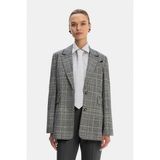 Vakko Grey Plaid Wool Jacket - 40 - Çok Renkli