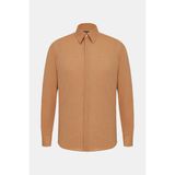 Vakko Herringbone Casual Shirt - 2XL - Turuncu