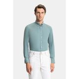 Vakko Herringbone Casual Shirt - Yeşil