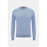 Vakko Indigo Crew Neck Knit Sweater - Mavi - 3XL