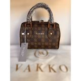 Vakko Klasik Askılı Çanta. En 20 cm Boy 18 cm - Acı Kahverengi - Bej