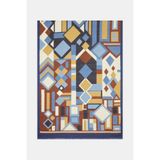 Vakko KOYU MAVİ GEOMETRİK DESENLİ PAMUK/İPEK ŞAL
