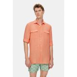Vakko Linen Casual Shirt - XL - Turuncu