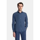 Vakko Melange Shirt - 39 - Mavi
