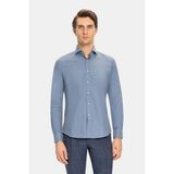 Vakko Melange Shirt - 40 - Mavi