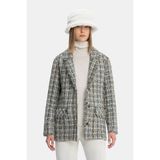 Vakko Multicolor Plaid Jacket - 38 - Bej