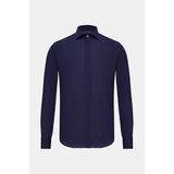 Vakko Navy Cotton Linen Casual Shirt - 2XL - Mavi