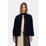 Vakko Navy Mandarin Collar Wool Jacket - 46 - Mavi