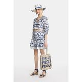 Vakko Navy Patterned Mini Skirt - Mavi - 42