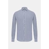 Vakko Navy Striped Cotton Shirt - 42 - Mavi