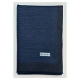 Vakko Pamuk Ipek Şeritli Monogram Şal 41728-LACIVERT