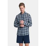 Vakko Plaid Pattern Linen Cotton Casual Shirt - 2XL - Yeşil